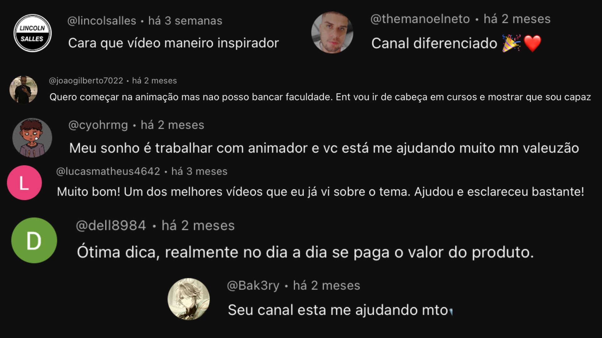 Depoimentos do YouTube